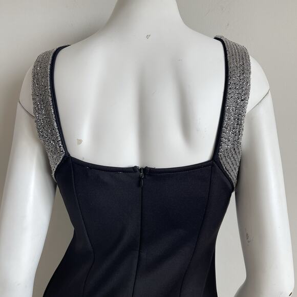 Just Me Embellished Beaded Black Mini Dress Sz Medium Holiday Cocktail Party - Picture 7 of 15